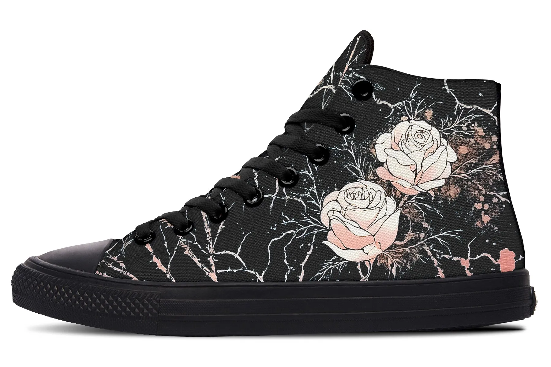 Blush Kintsugi Rose High Tops - Classic Premium Canvas Shoes with Comfortable and Durable Soles