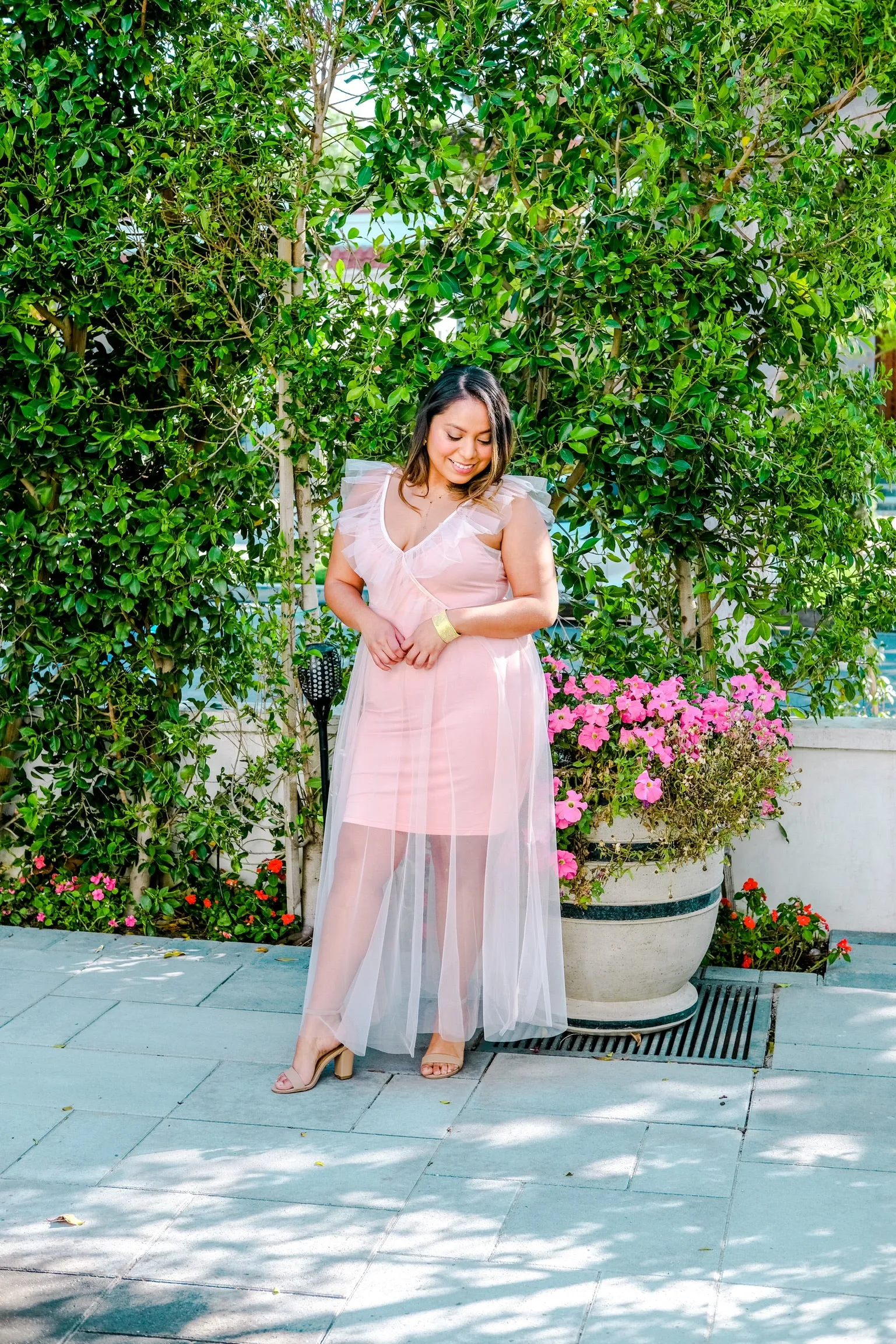 Blush Pink Ruffled Tulle Dress