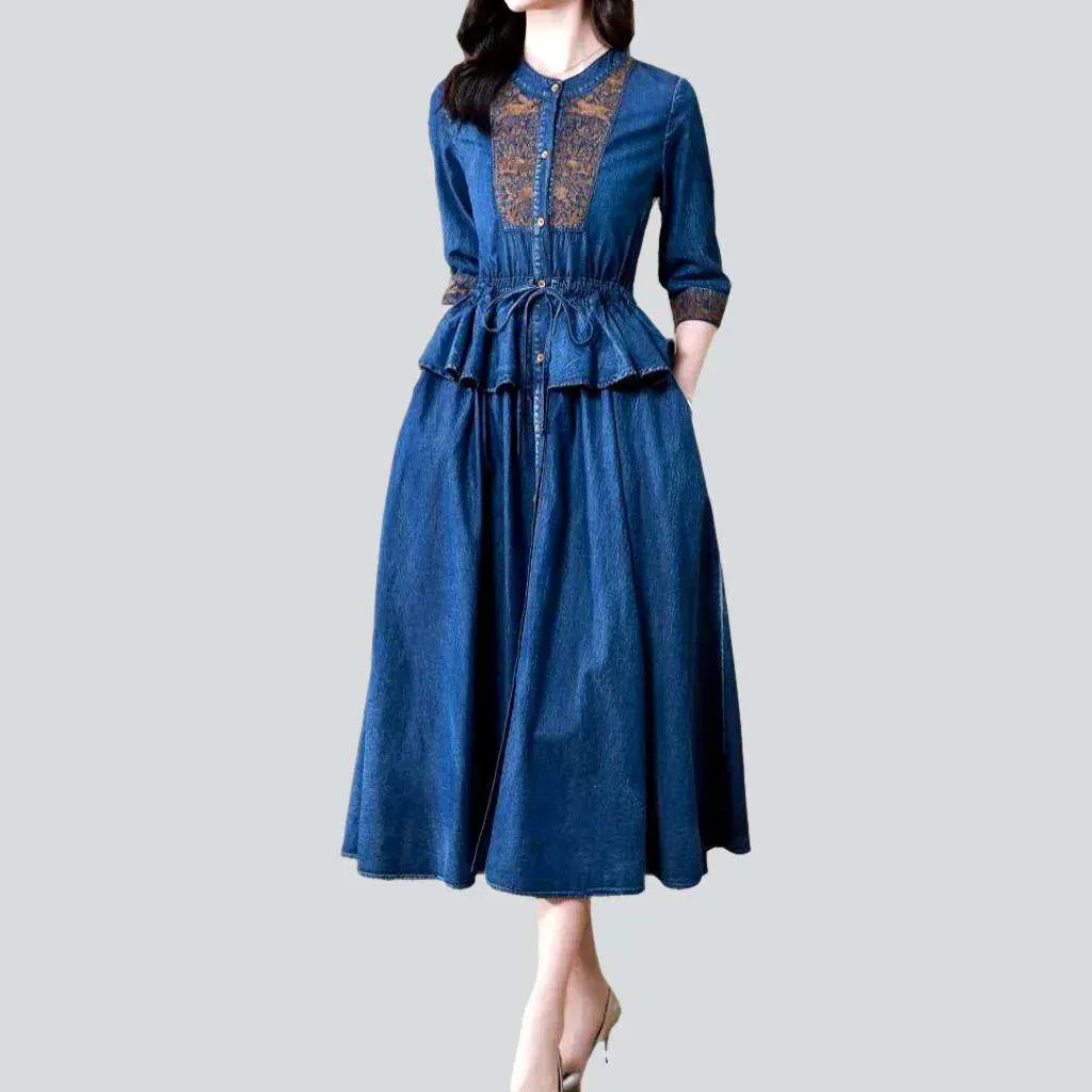 Boho bell-shaped jean dress