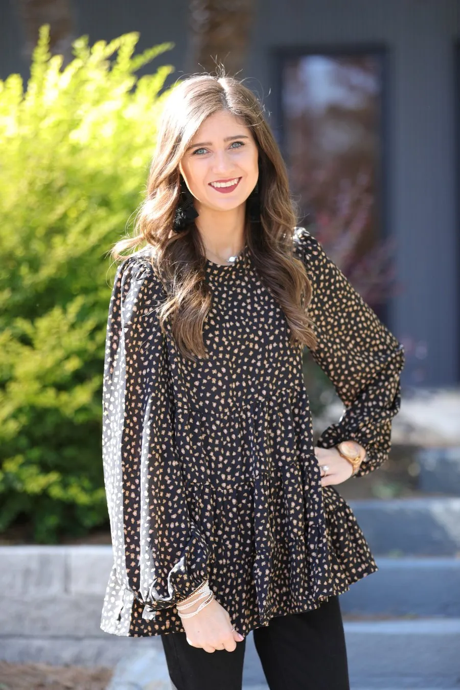 Brielle Animal Print Babydoll Top