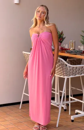 Brynner Pink Strapless Maxi Dress