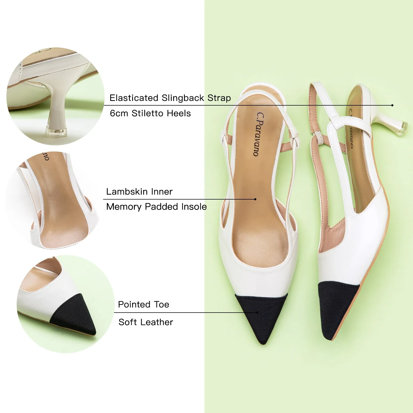 Cap-Toe Slingback Pumps (Helen)