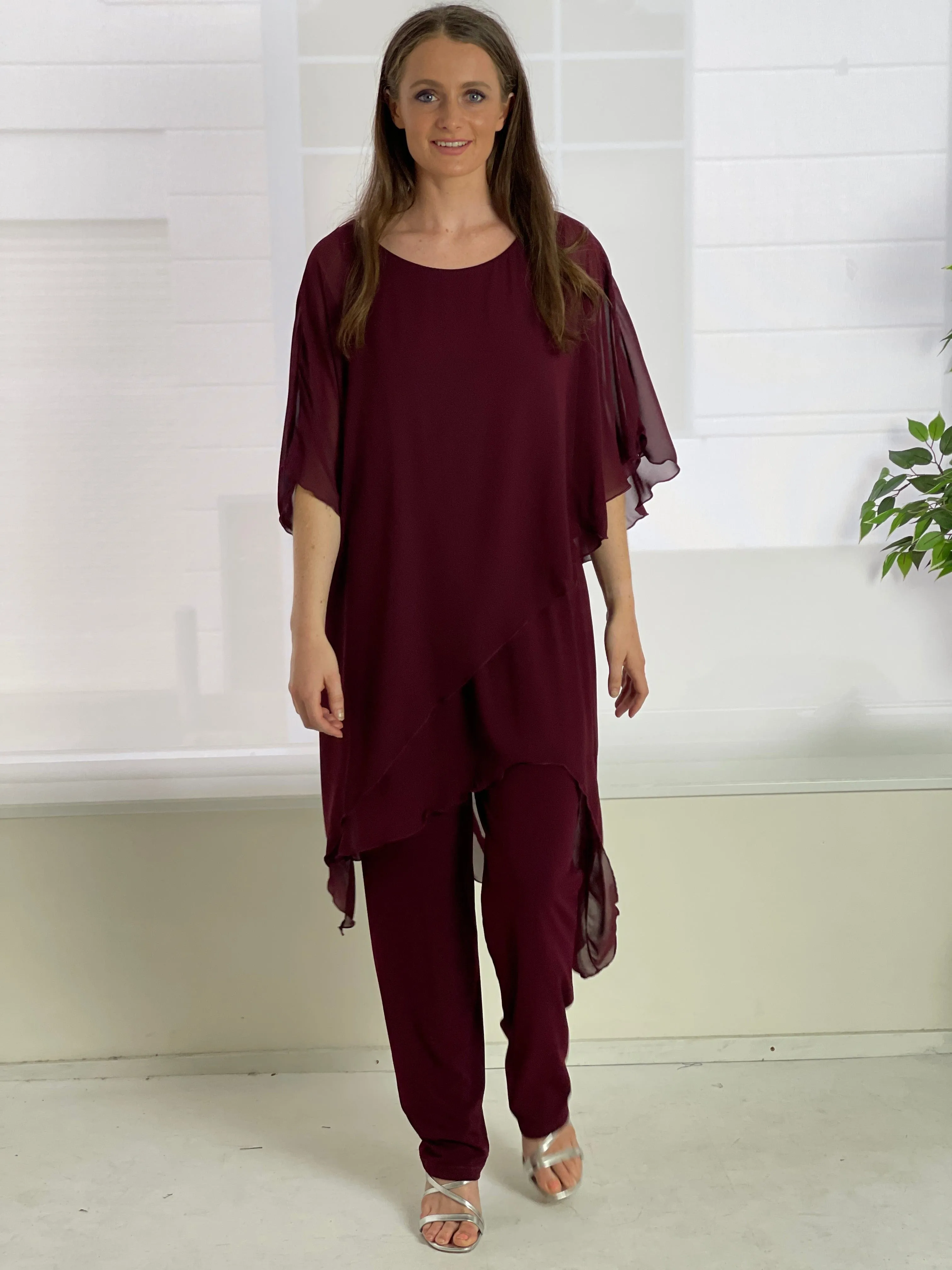 Cara Burgundy Elegant Jumpsuit