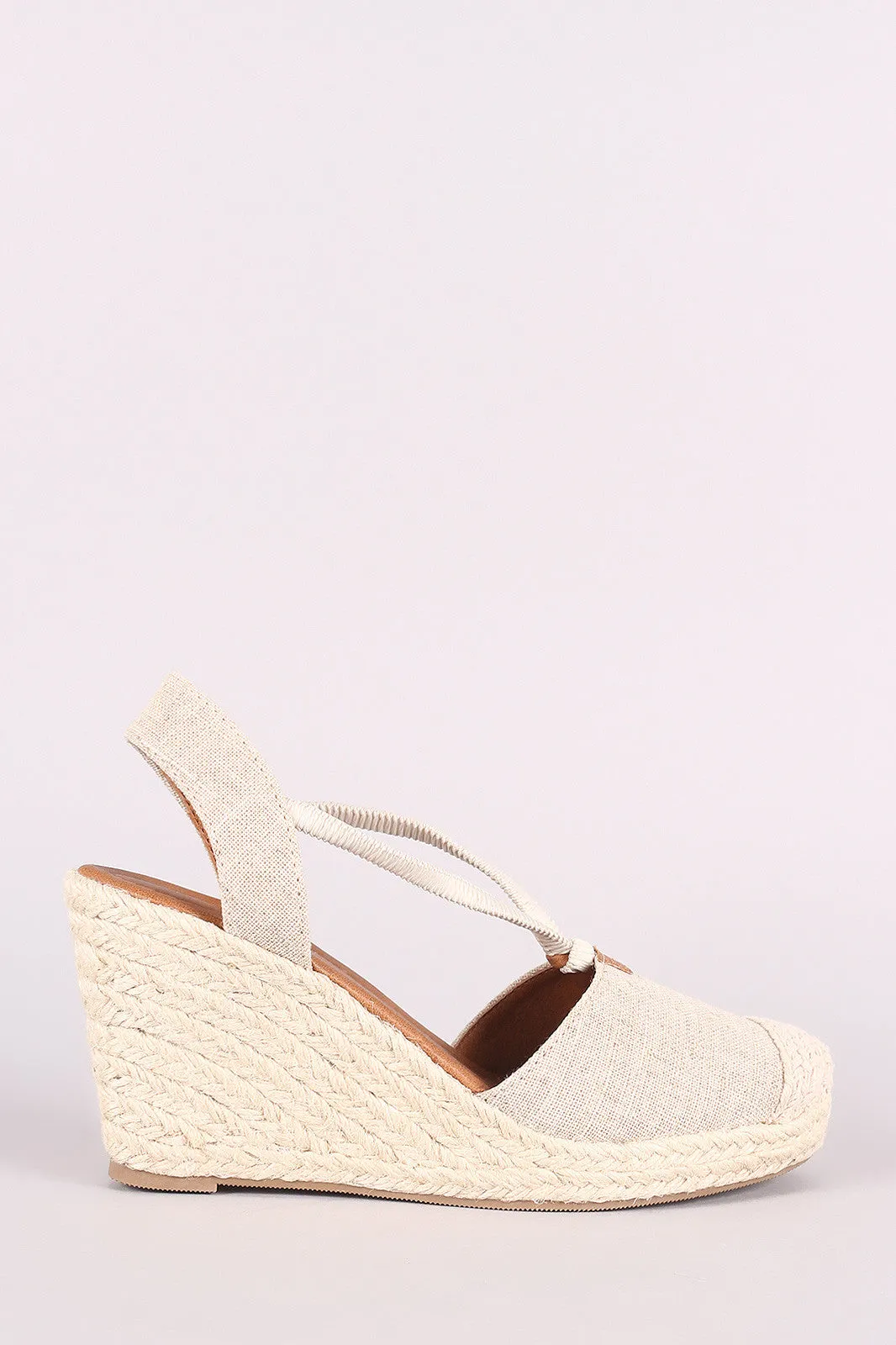 City Classified Linen Round Toe Espadrille Platform Wedge