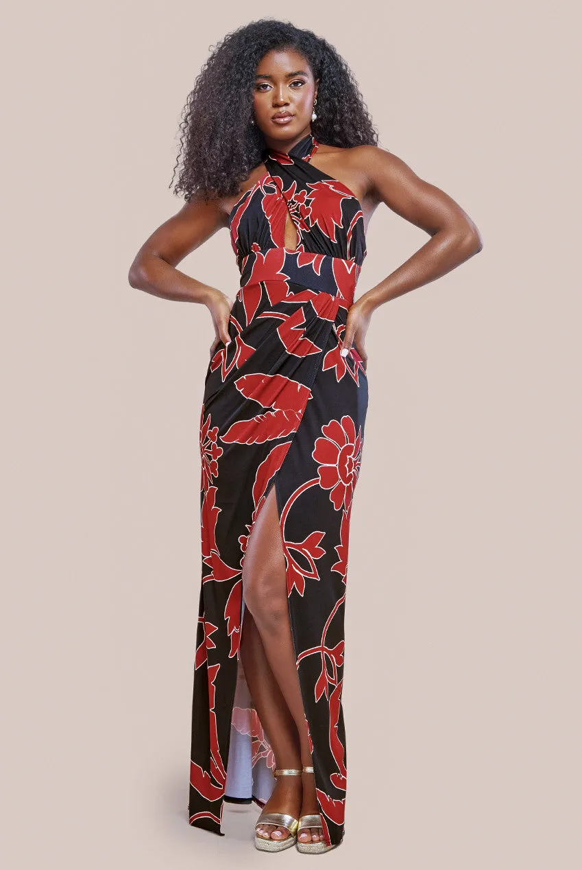 City Goddess Printed Crossover Maxi Dress