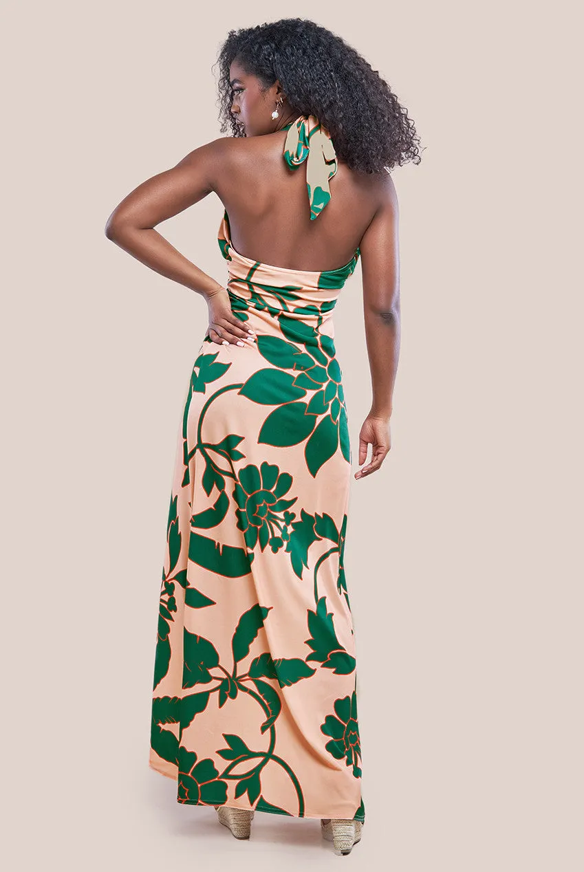 City Goddess Printed Crossover Maxi Dress