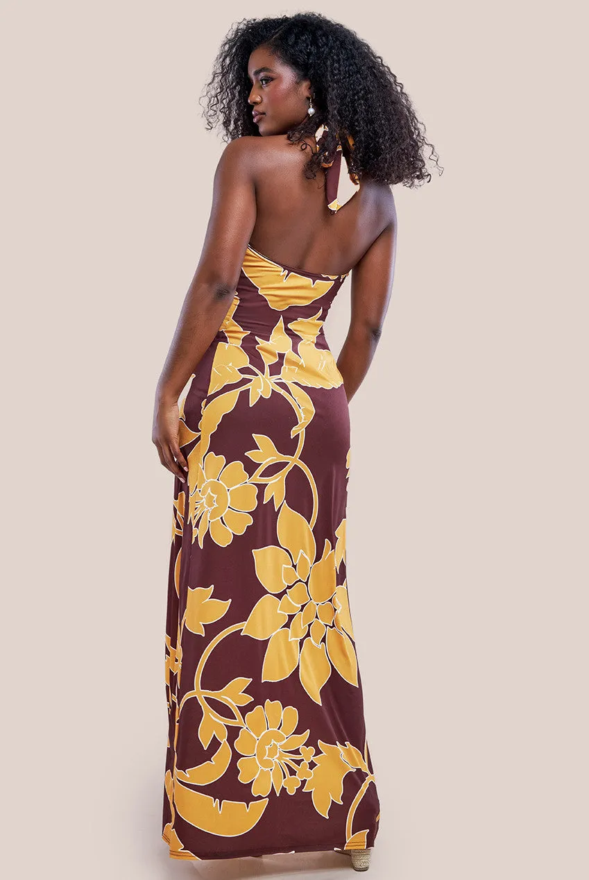 City Goddess Printed Crossover Maxi Dress