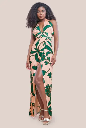 City Goddess Printed Crossover Maxi Dress