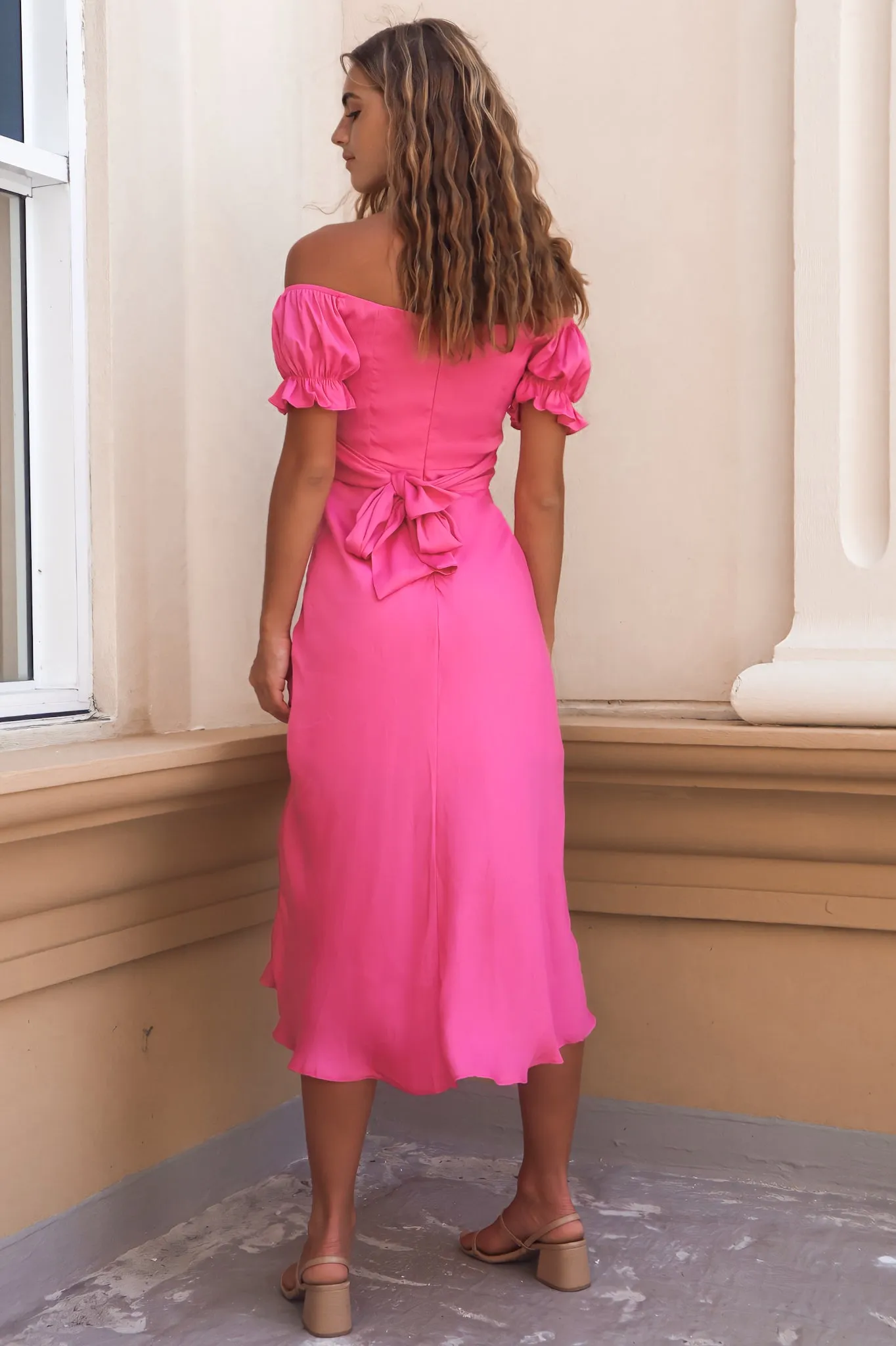 Claudia Midi Dress - Hot Pink