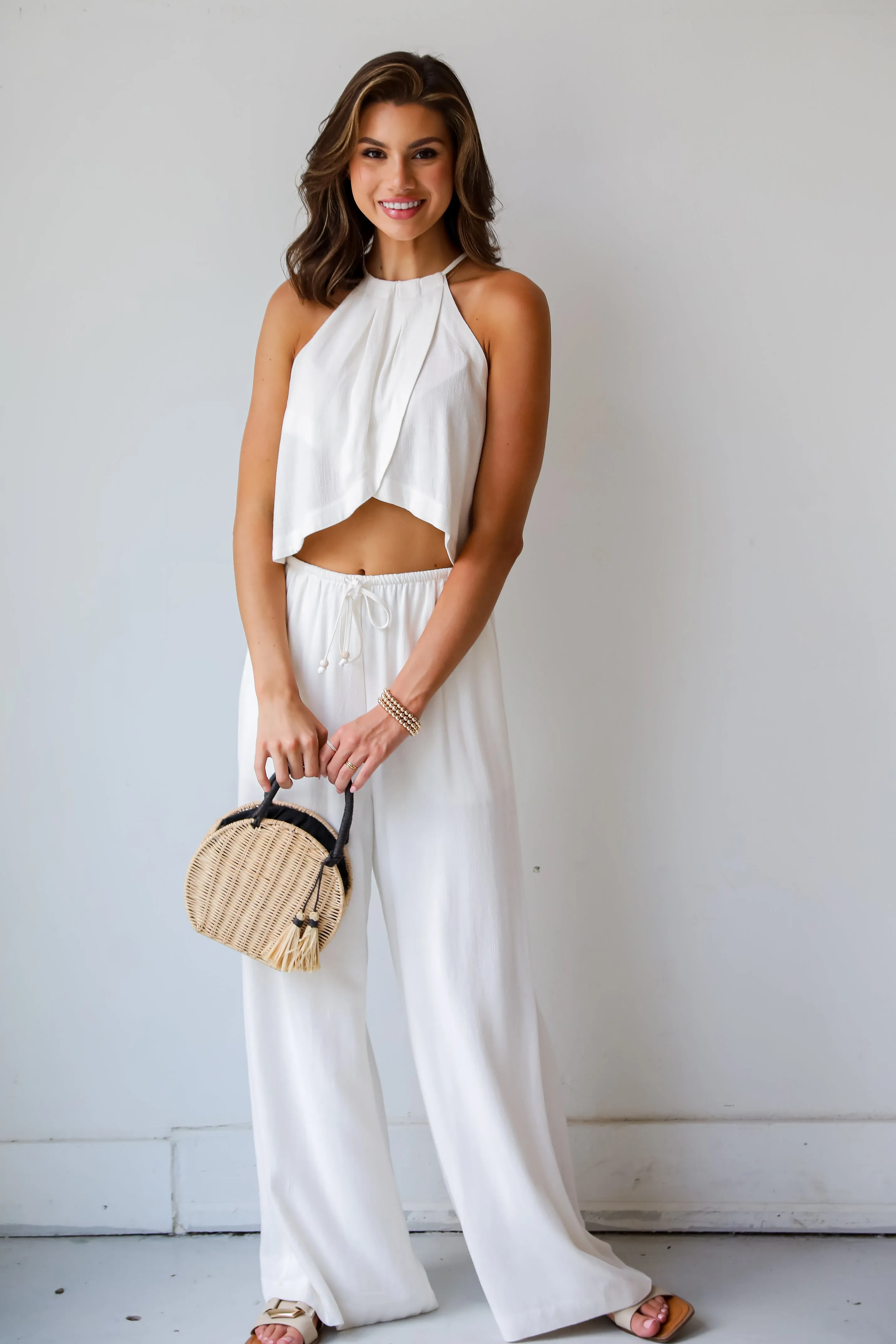 Confident Season Off White Linen Tank