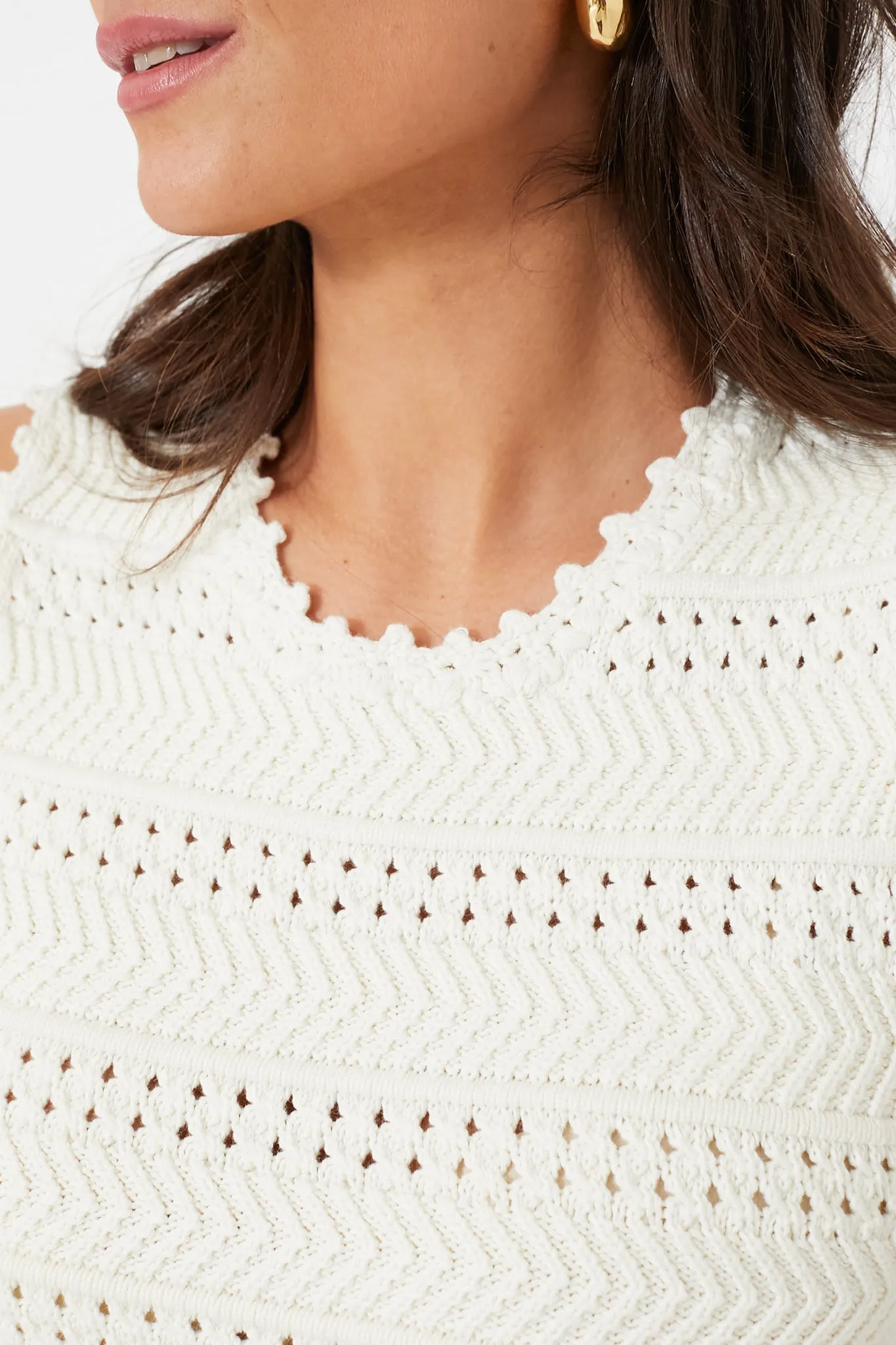 Cream Heather Crochet Dress