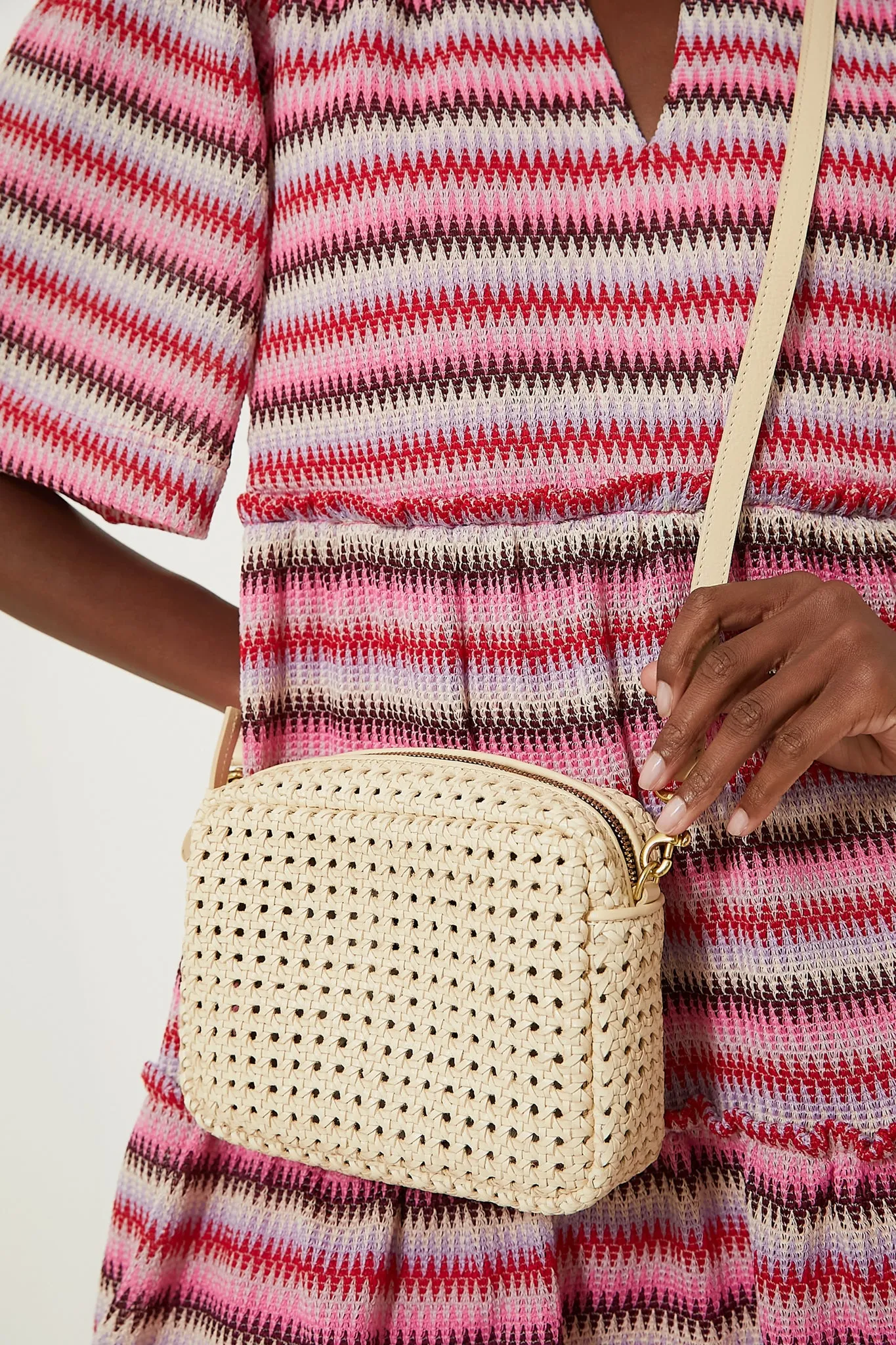 Cream Rattan Midi Sac