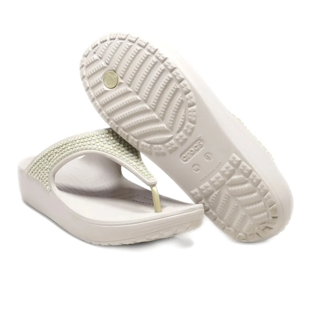 Crocs Sloane Embellished Flip Flip Flops Recycled Materials Grey Colour For Women