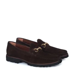 Dark Brown Chunky Sole in Suede Leather With Horse-bit Buckle