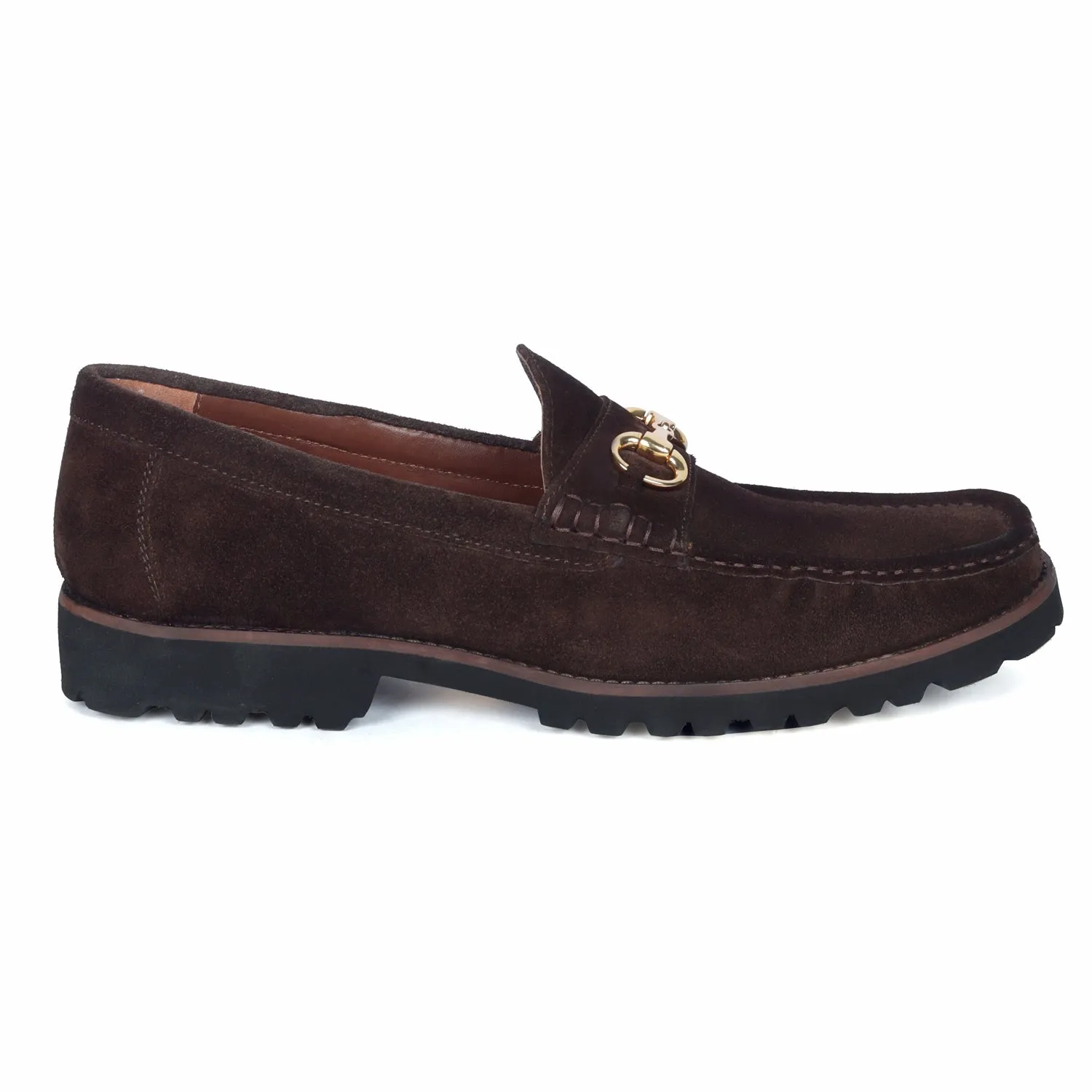 Dark Brown Chunky Sole in Suede Leather With Horse-bit Buckle