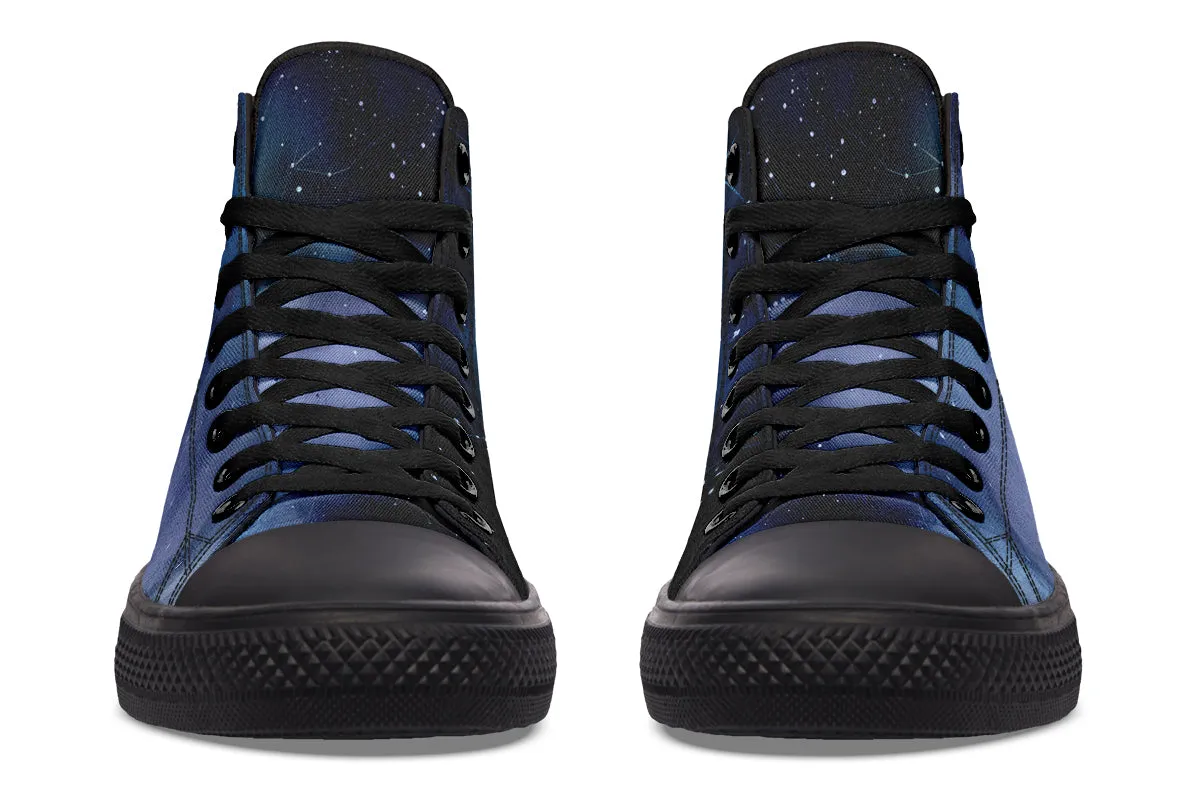 Deep Blue High Tops - Classic Premium Canvas Shoes with Comfortable and Durable Soles