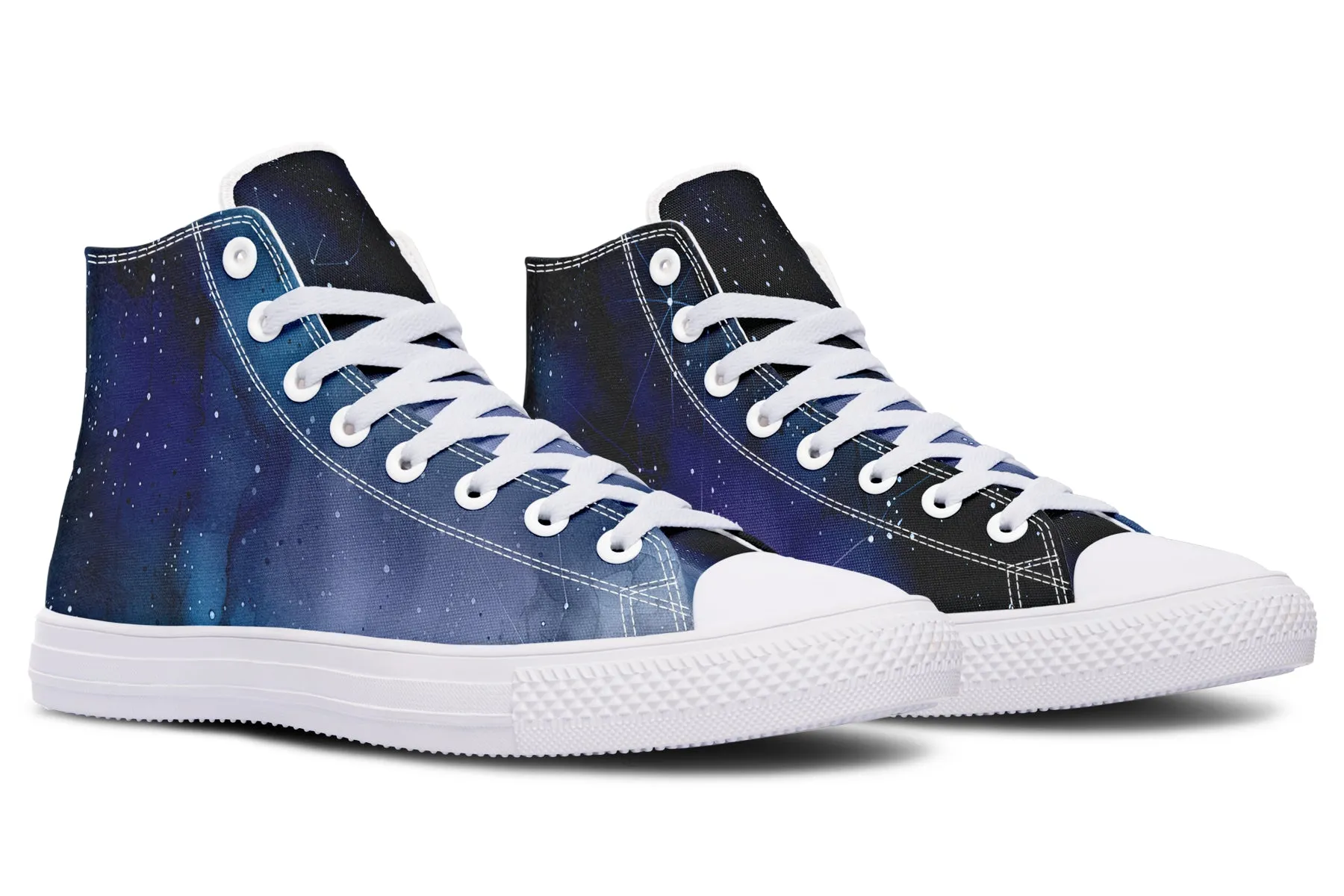 Deep Blue High Tops - Classic Premium Canvas Shoes with Comfortable and Durable Soles