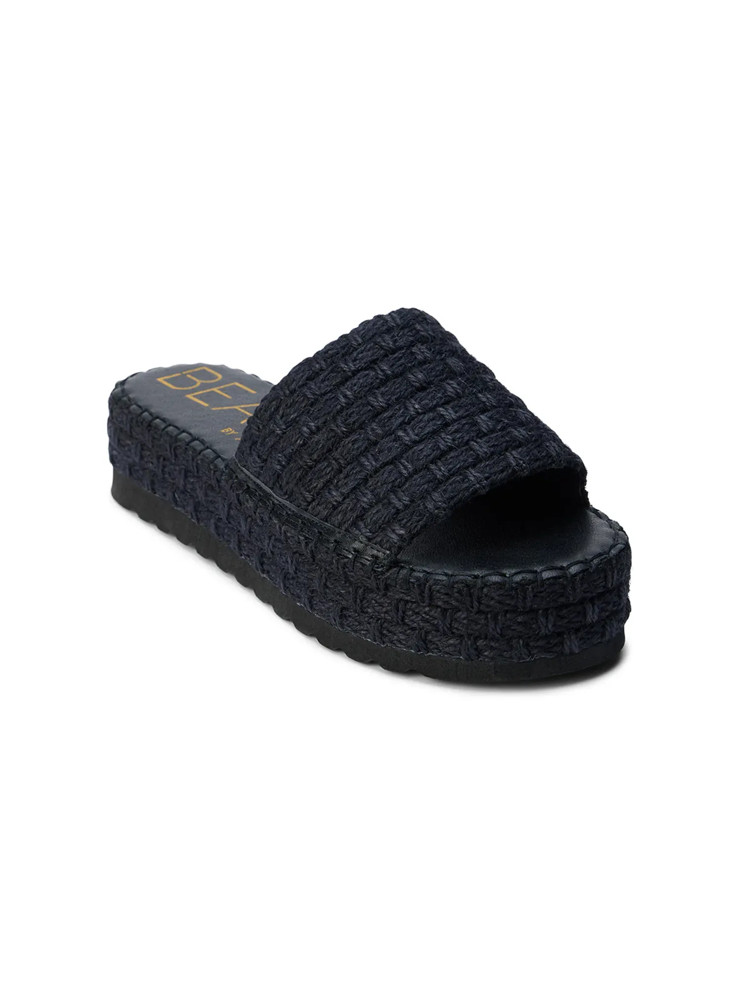 Del Mar Raffia Slide in Ebony