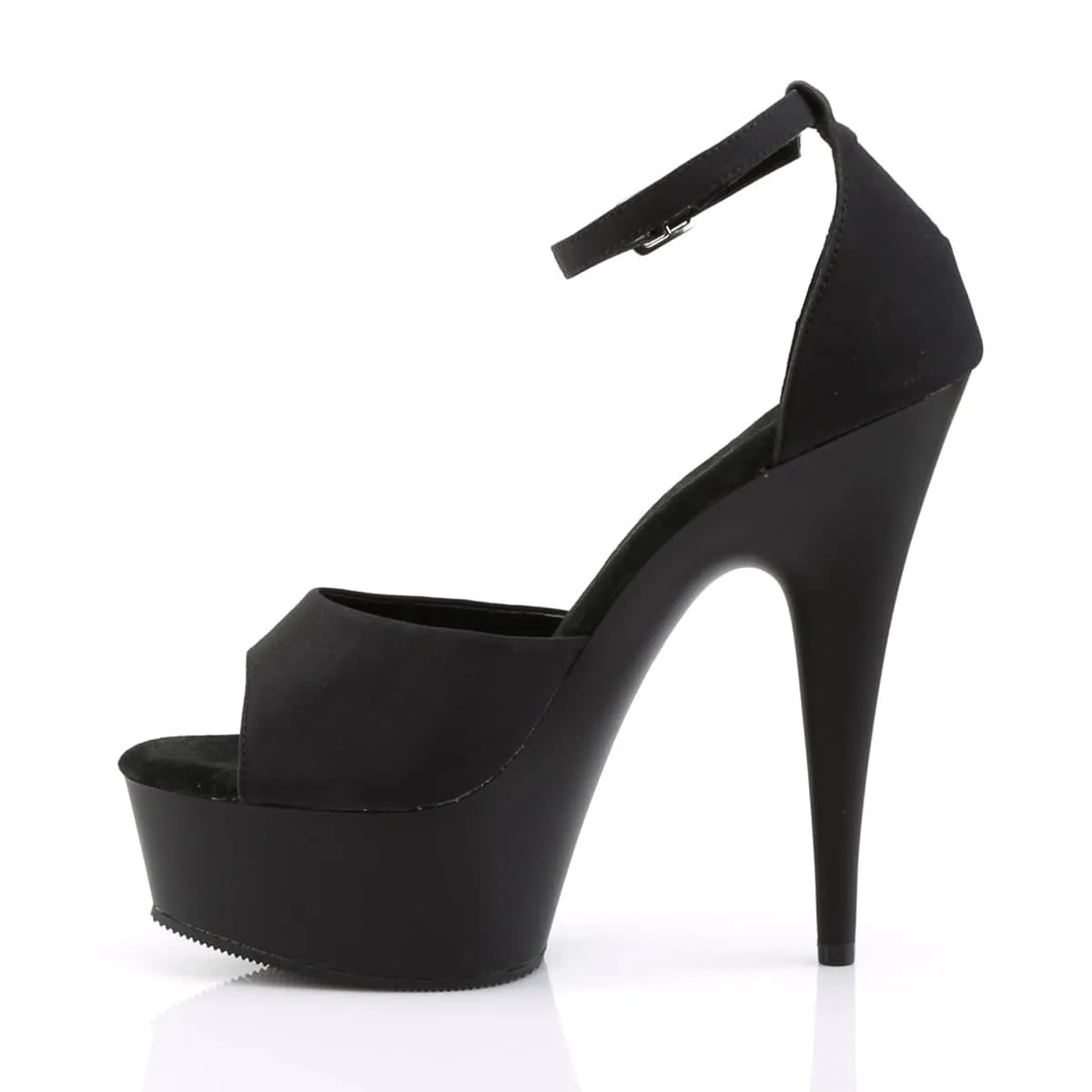 DELIGHT-618PS Black Ankle Peep Toe High Heel