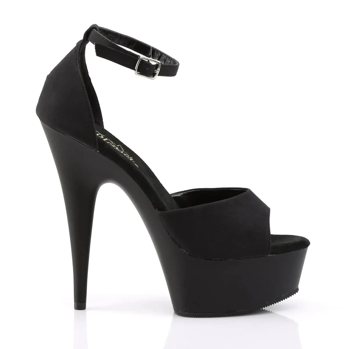 DELIGHT-618PS Black Ankle Peep Toe High Heel