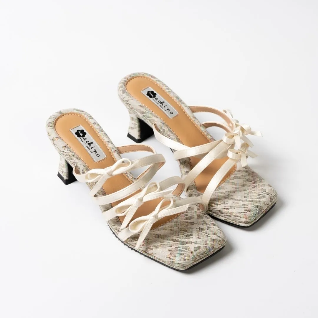 Demure in Songket Ribbon Heels