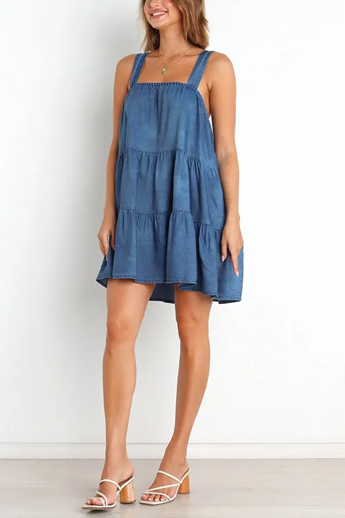 Denim Babydoll Tank Mini Dress