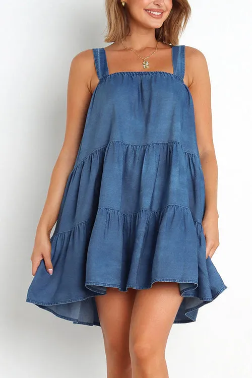 Denim Babydoll Tank Mini Dress