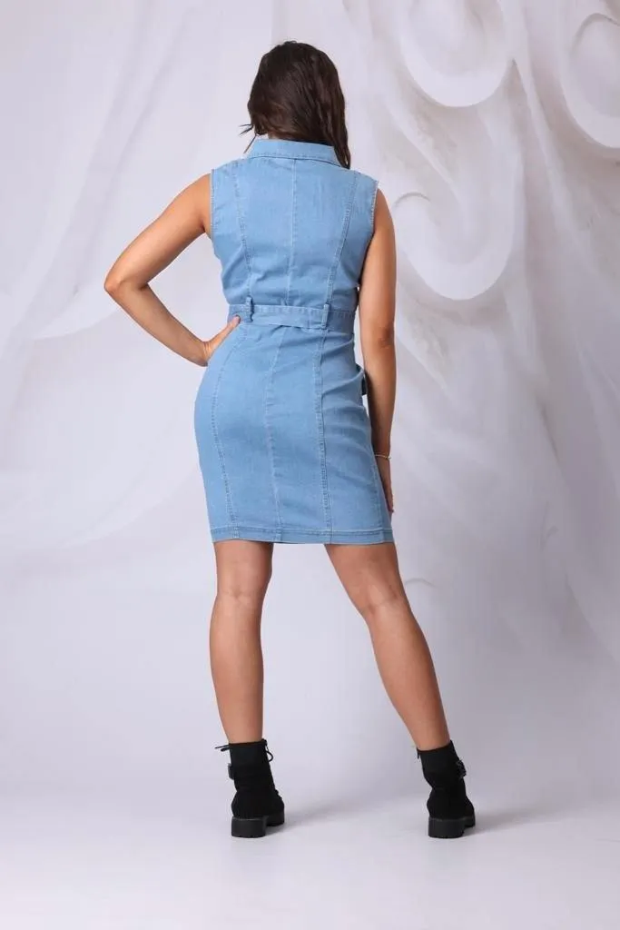 Denim Full Length Zip Dress