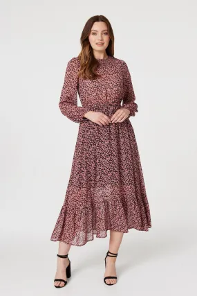 Ditsy Floral Frill Midi Tea Dress