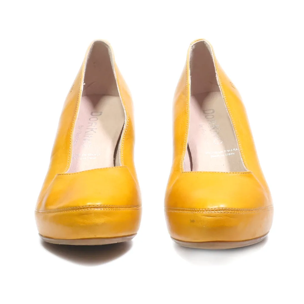 Dorking High-Heel Shoes Leather Yellow Colour For Women