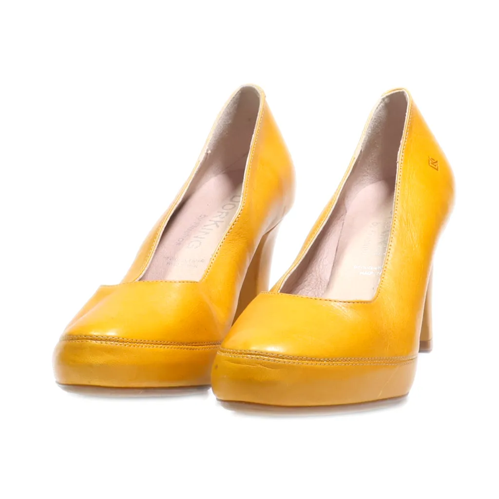 Dorking High-Heel Shoes Leather Yellow Colour For Women