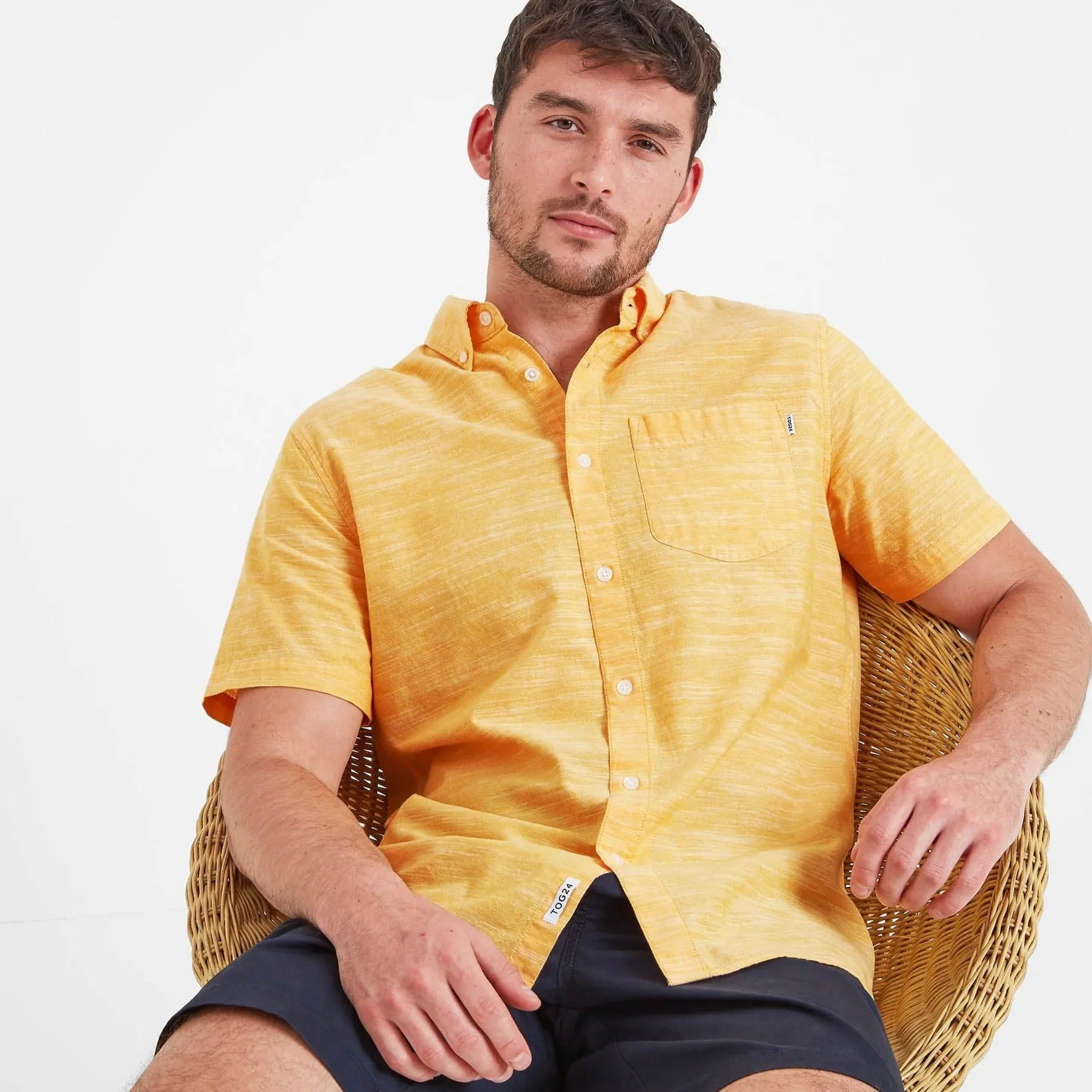 Dwaine Mens Short Sleeve Shirt - Bright Yellow