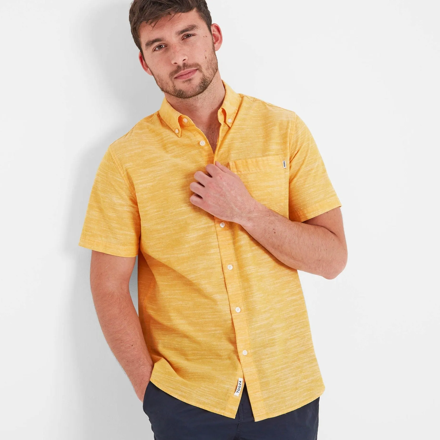 Dwaine Mens Short Sleeve Shirt - Bright Yellow