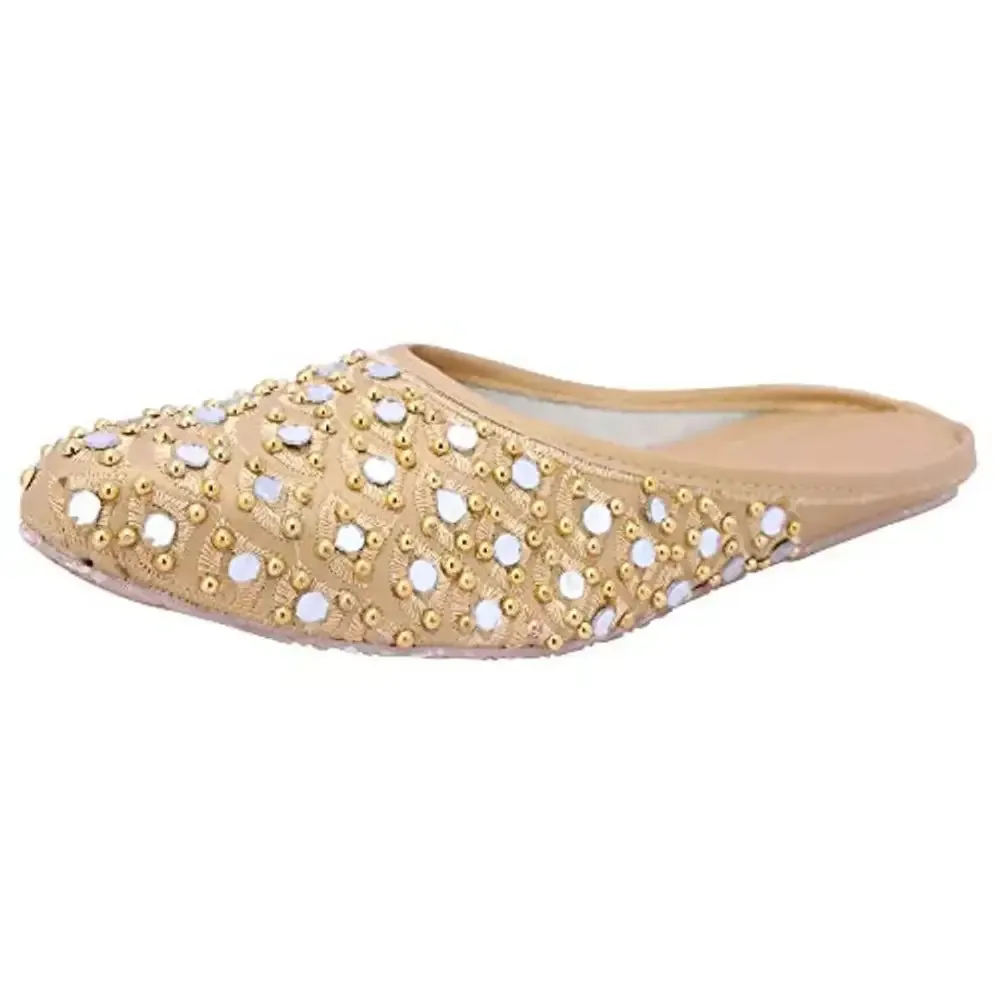 Elegant Golden Synthetic Fashion Flats For Women