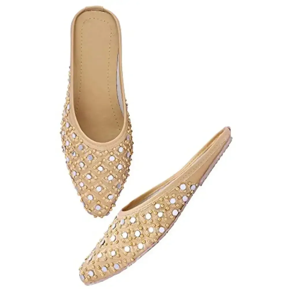 Elegant Golden Synthetic Fashion Flats For Women