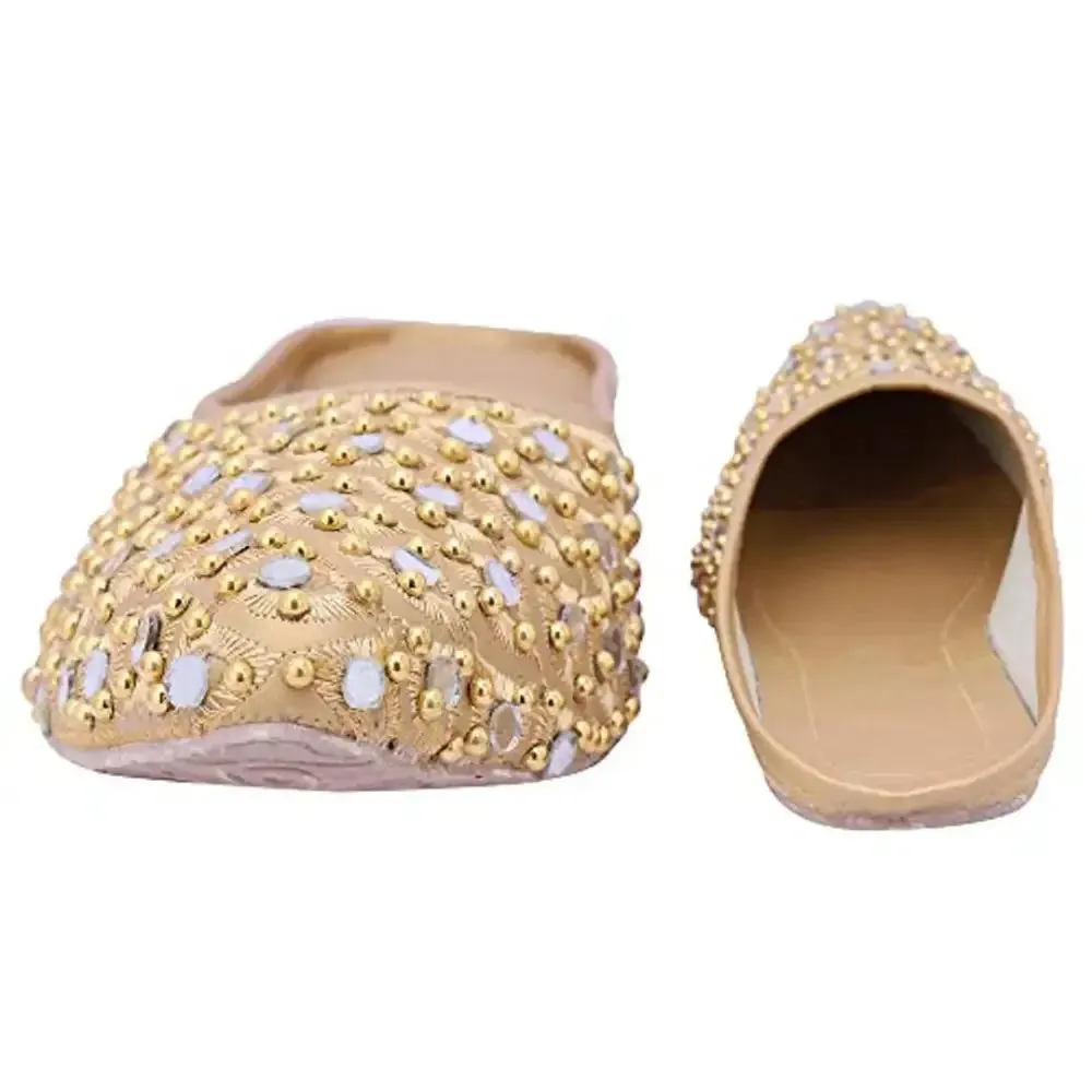 Elegant Golden Synthetic Fashion Flats For Women