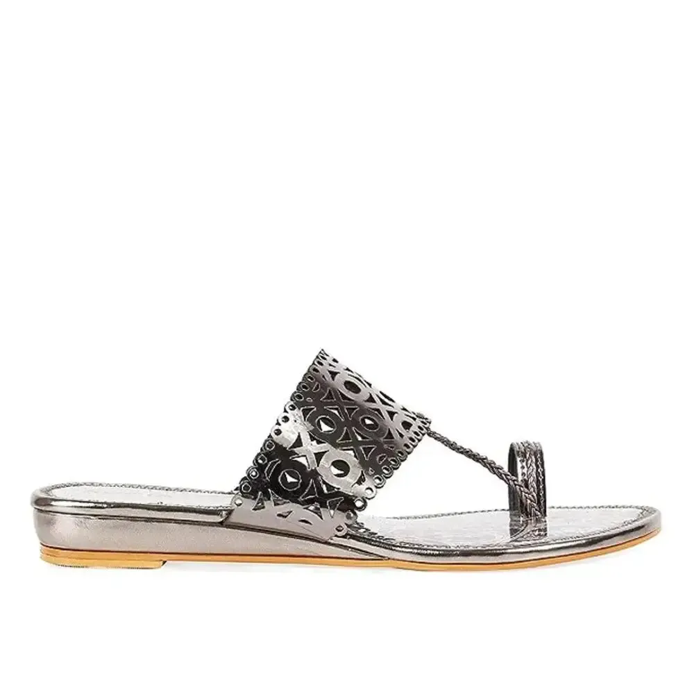 Elegant Silver PU Sandals For Women