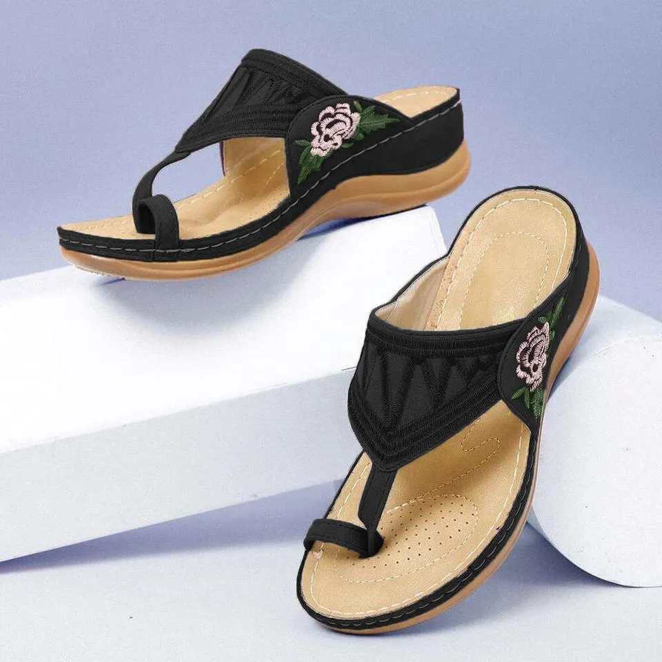 Embroidery Summer Comfy Wedges Sandals Casual