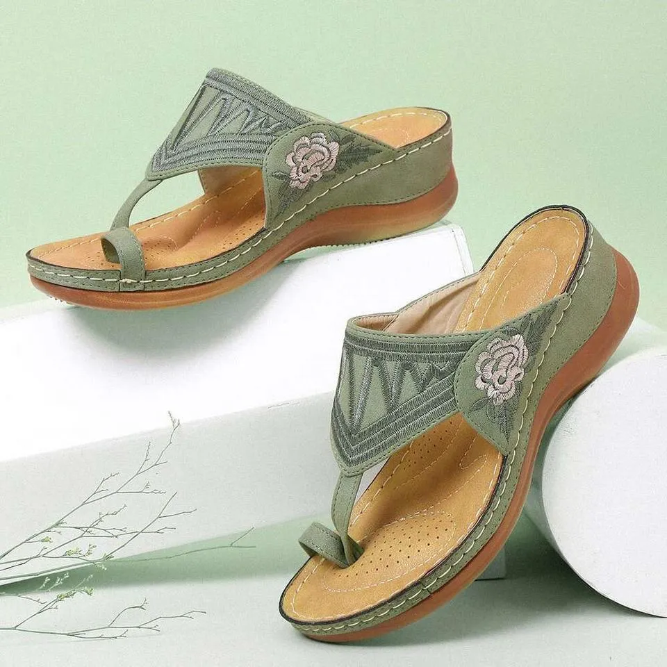 Embroidery Summer Comfy Wedges Sandals Casual