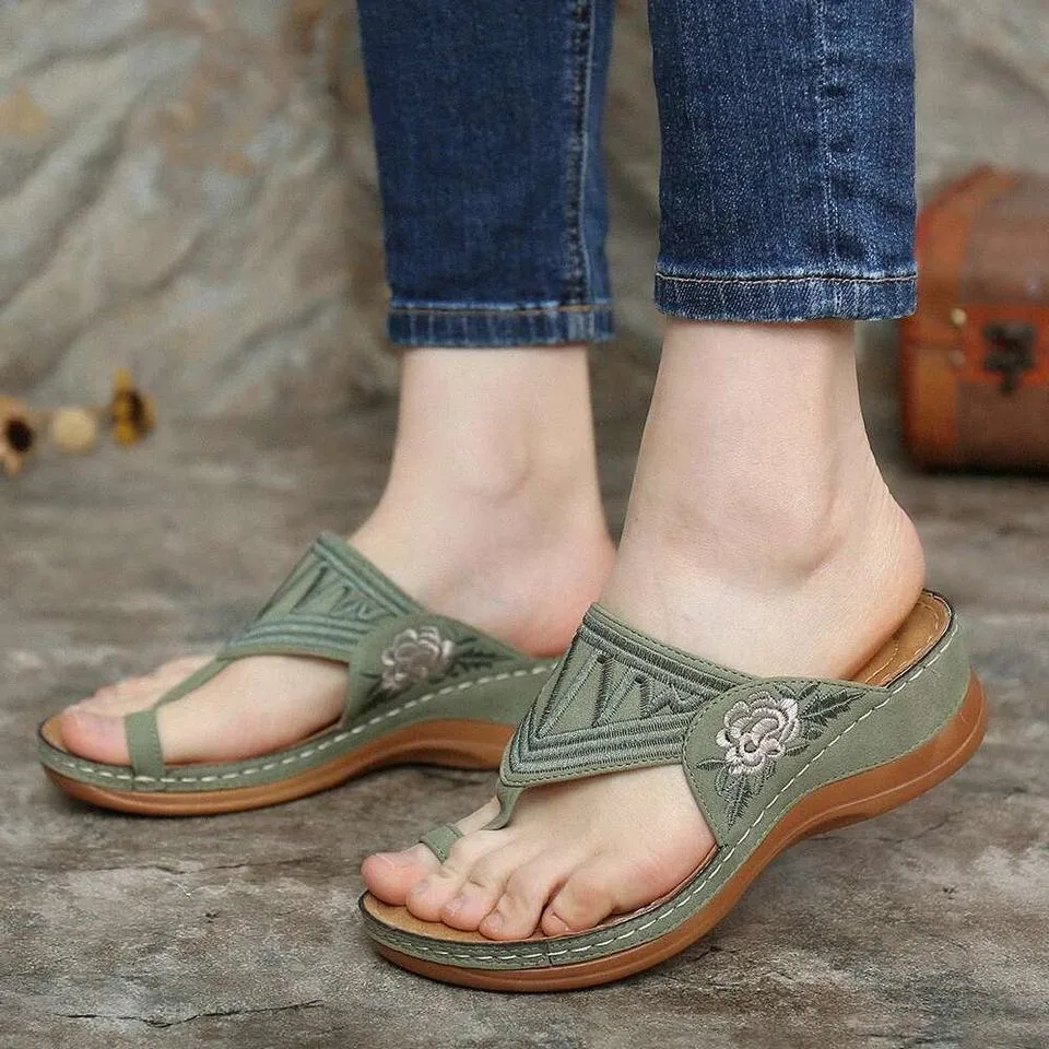 Embroidery Summer Comfy Wedges Sandals Casual