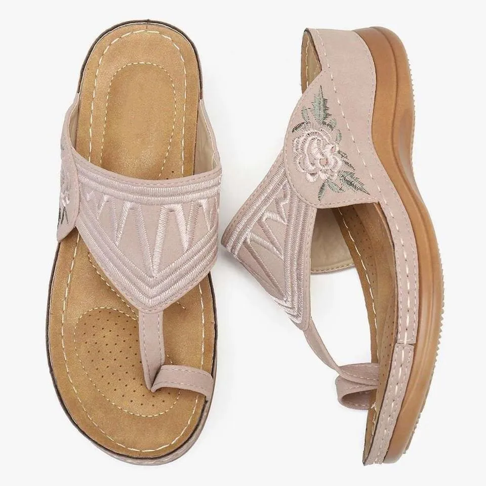 Embroidery Summer Comfy Wedges Sandals Casual