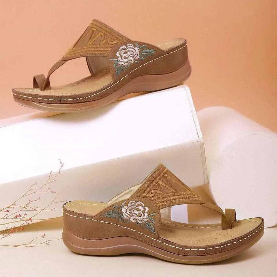 Embroidery Summer Comfy Wedges Sandals Casual