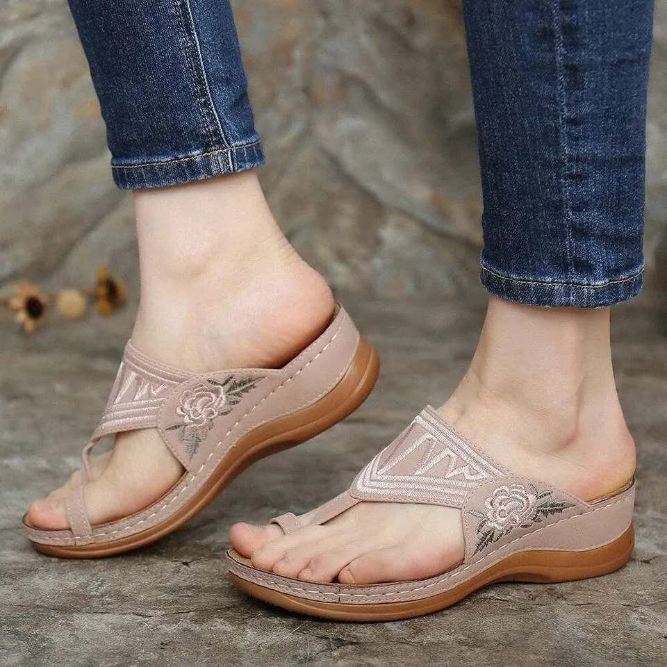 Embroidery Summer Comfy Wedges Sandals Casual