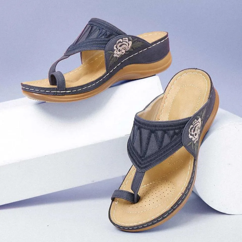 Embroidery Summer Comfy Wedges Sandals Casual