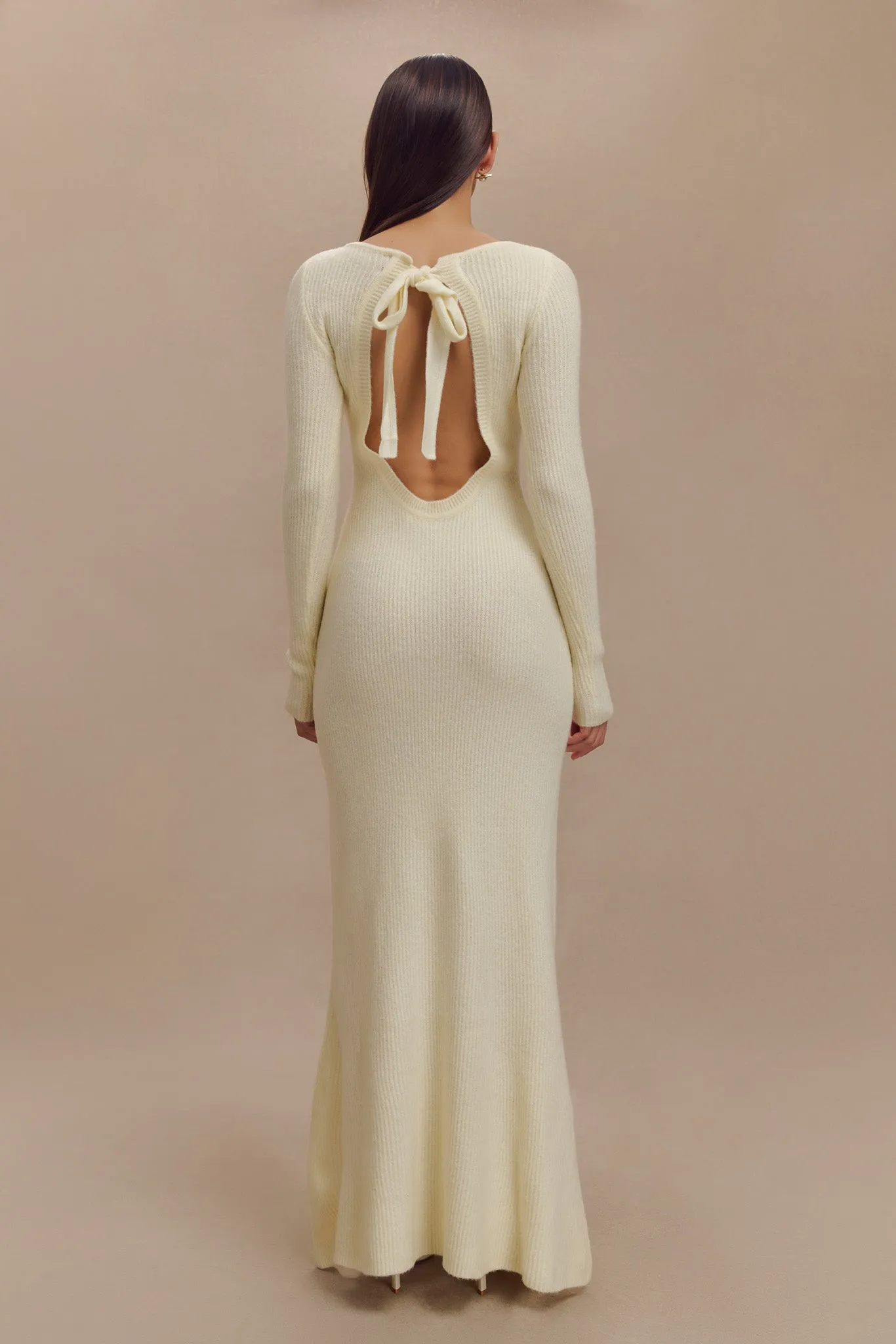 Emily Long Sleeve Knit Maxi Dress - Ivory Marle