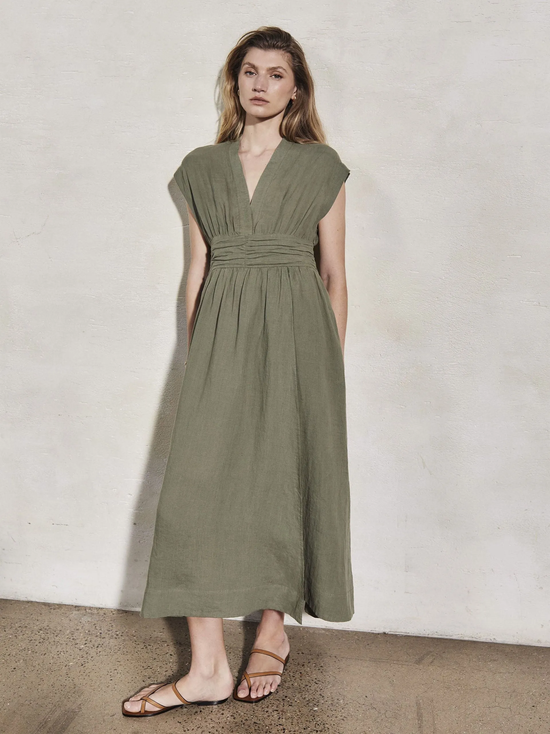 Georgia moss linen dress