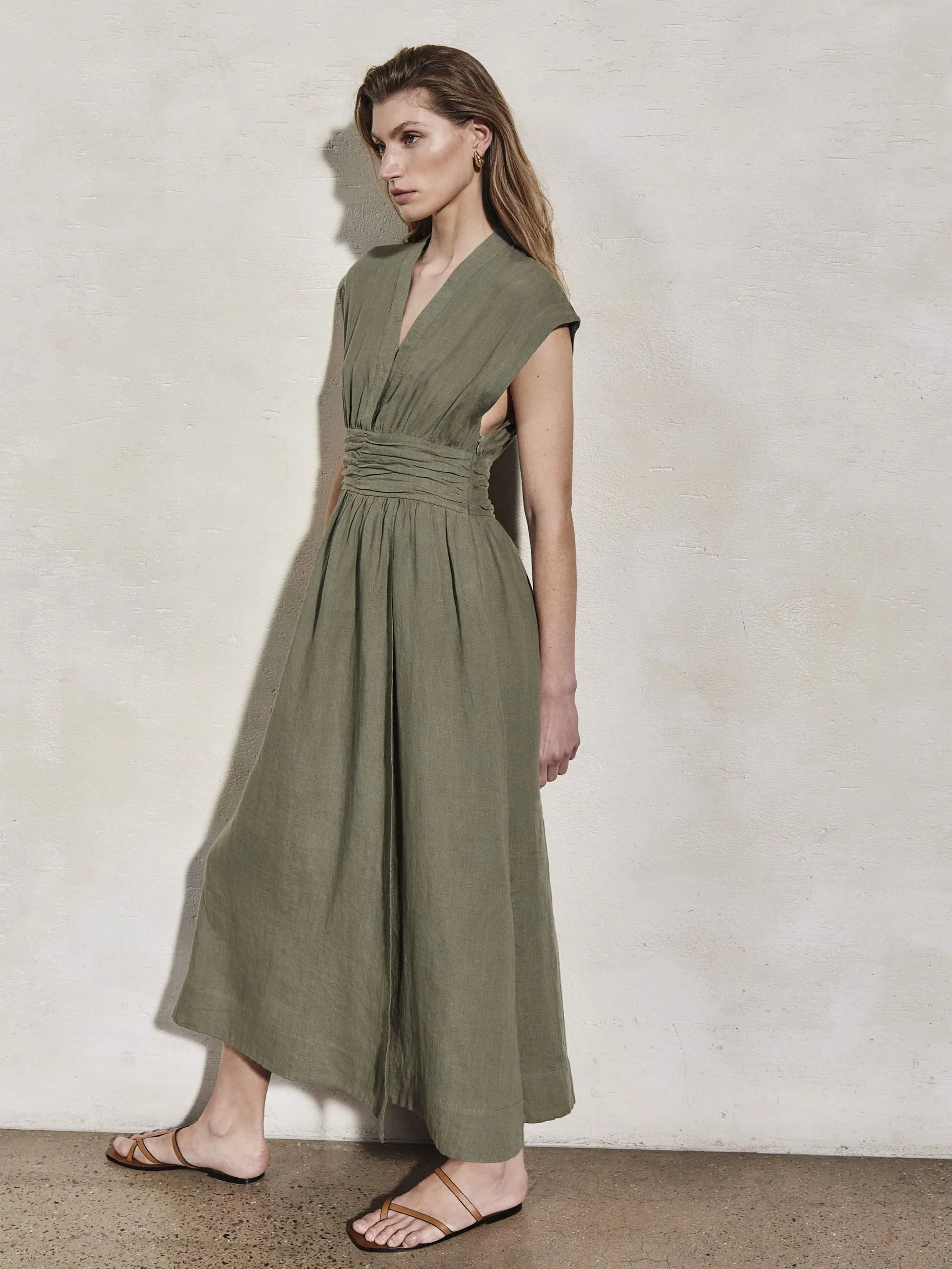 Georgia moss linen dress