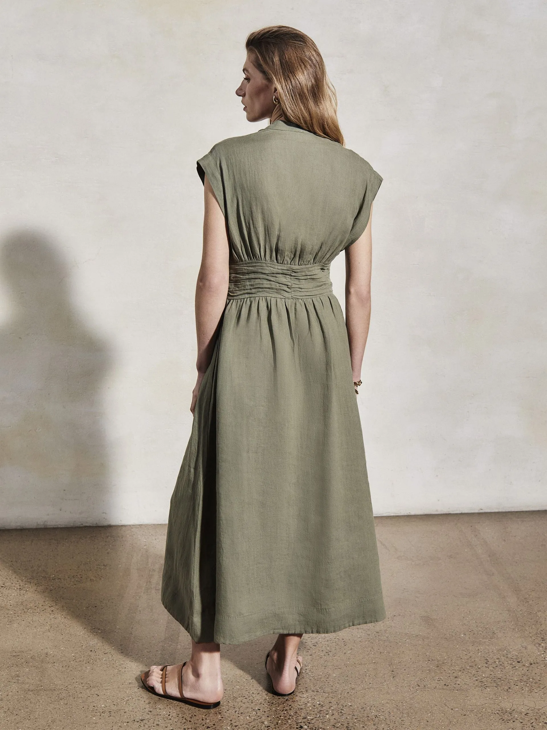 Georgia moss linen dress