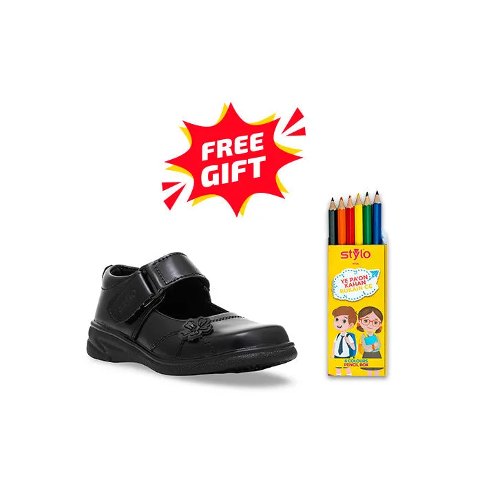 Girls Black School Shoes SK0054