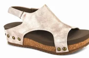 Girls Wedge Metallic Gold Adjustable Strap Sandals | Corkys Kids - Volta